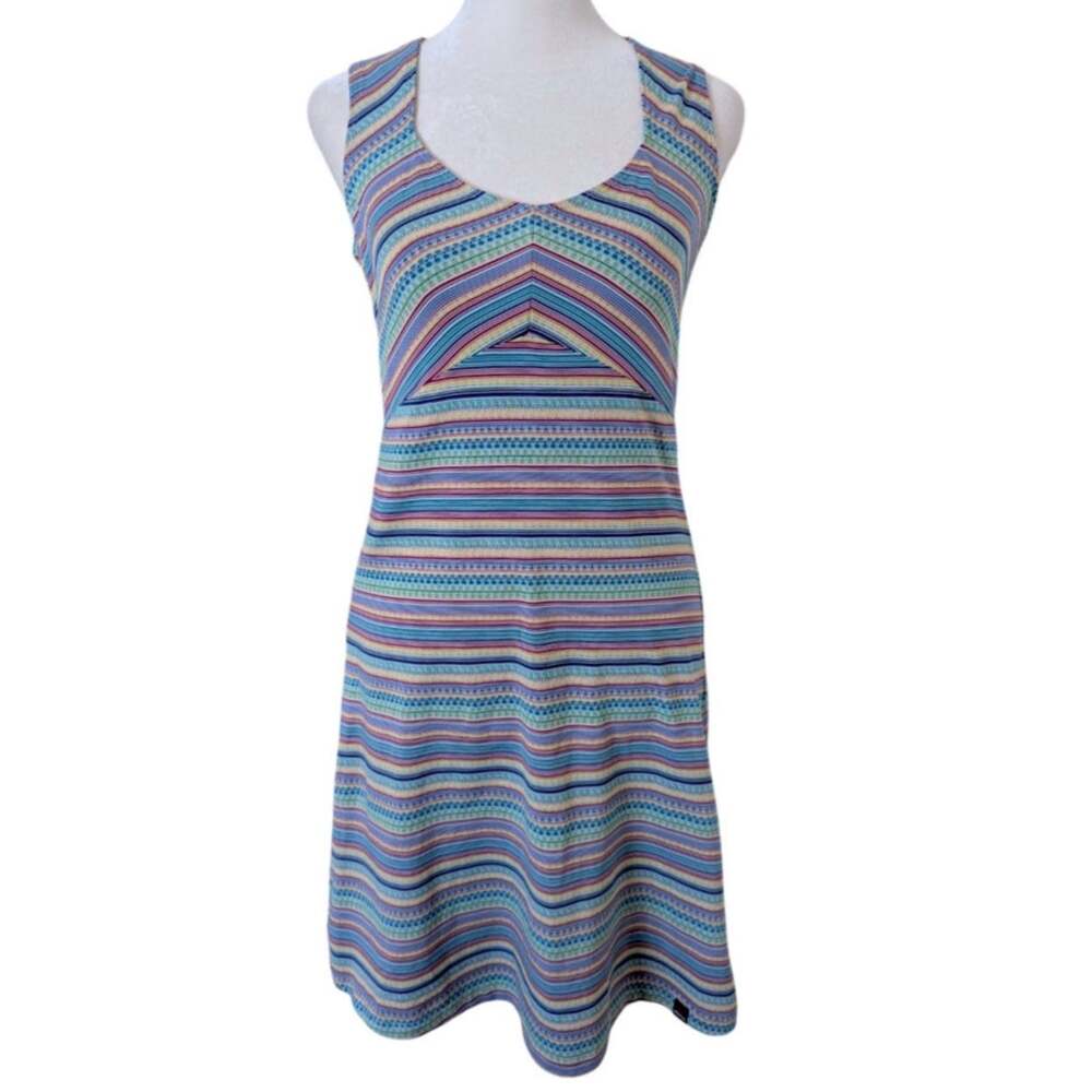 Sherpa Adventure Gear Preeti Gorpcore Rainbow Striped Dress XS
